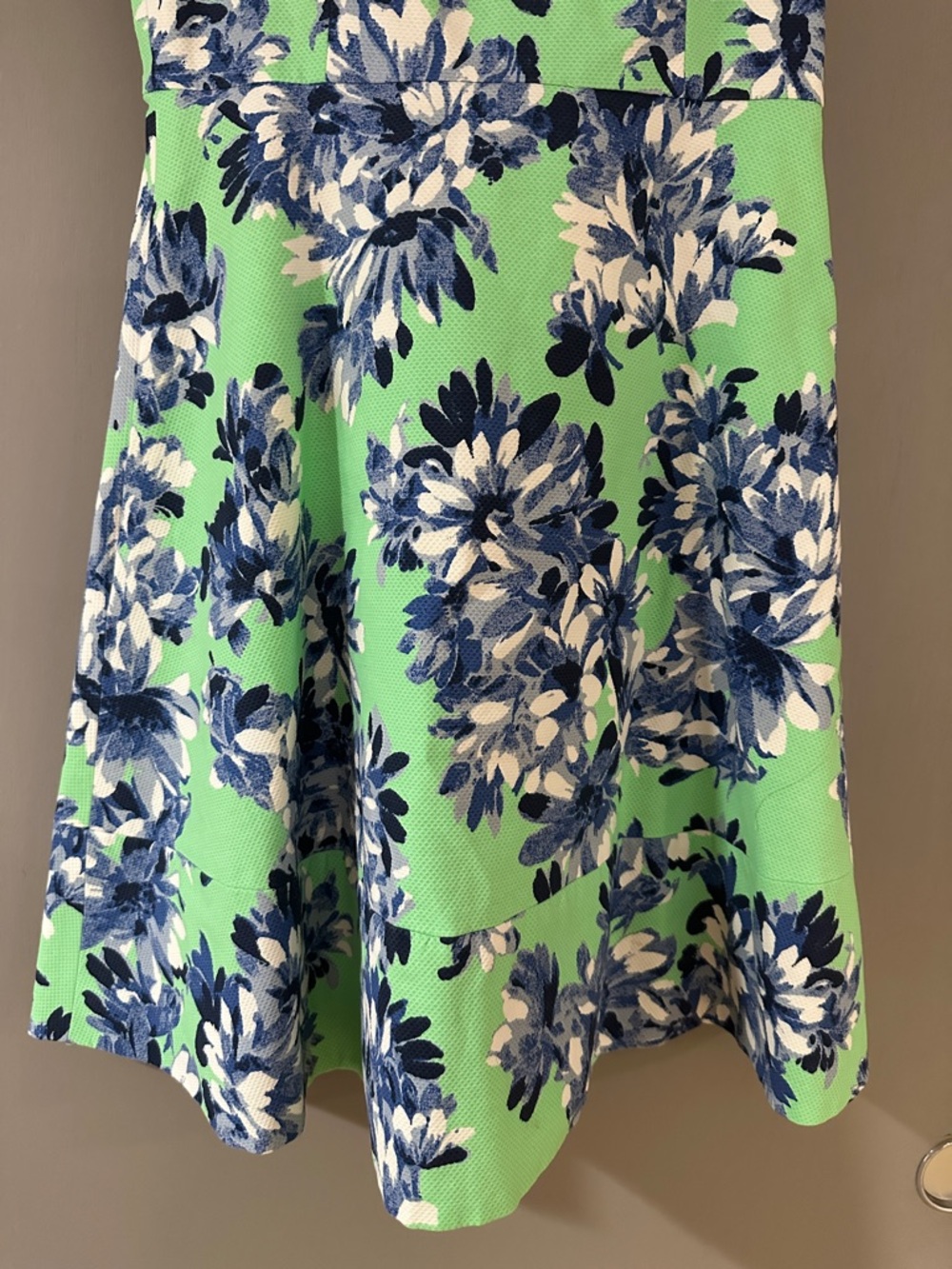 J.Crew Photo Floral Dress Green Blue Sleeveless Fit & Flare A-Line - Picture 6 of 10
